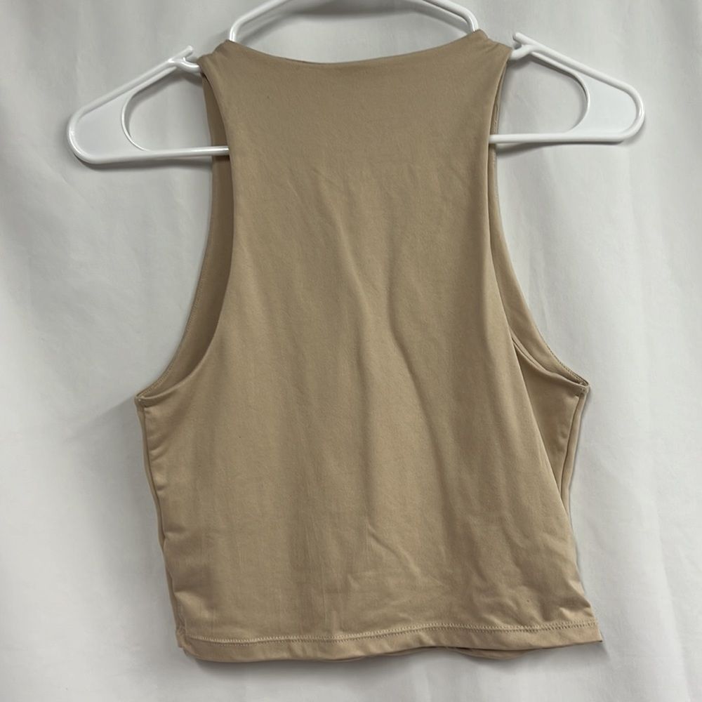 Basic Tan High Neck Cropped Tank - Picture 4 of 4